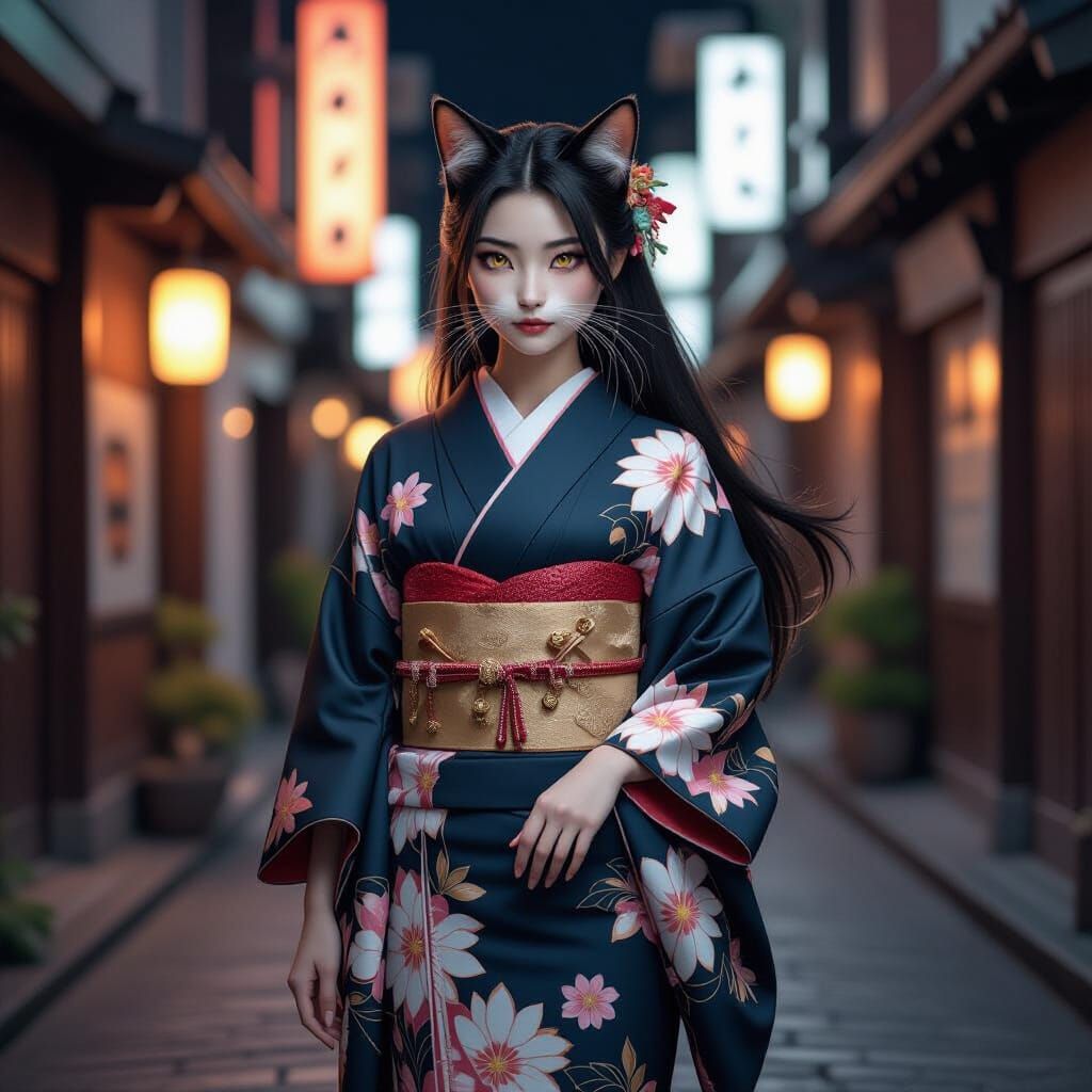 Japanese Cat-Woman in Tokyo Street Style