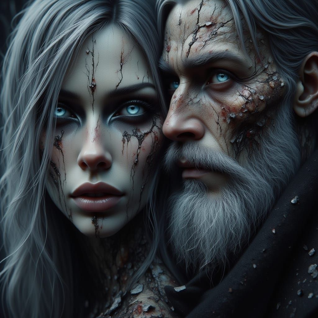 Gothic Couple's Eternal Love in Decaying World