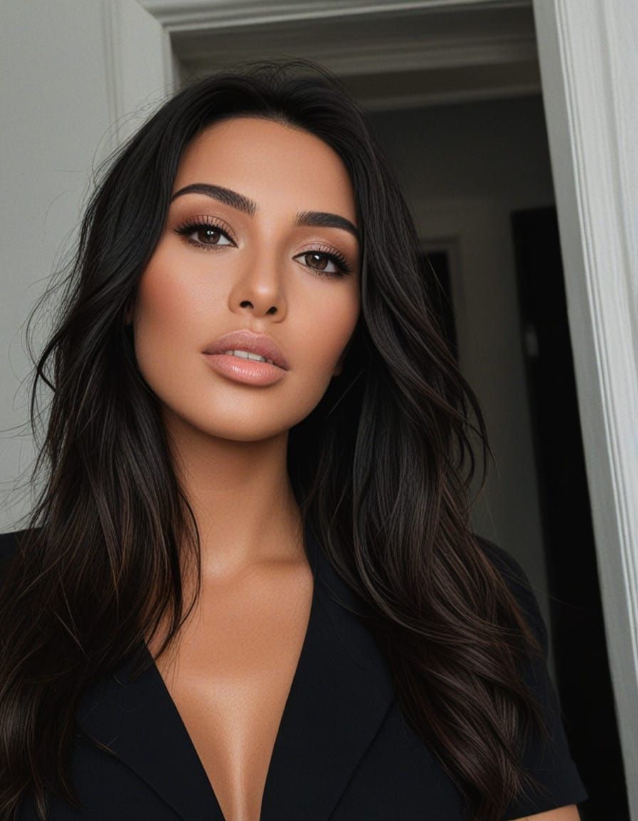 Elegant Close-Up Portrait of a Confident Woman in the Style ...