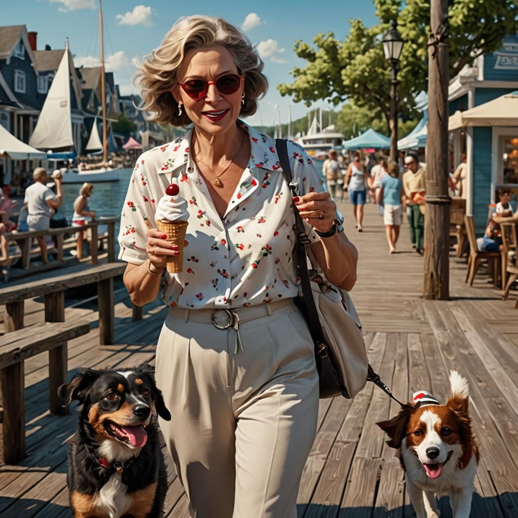 Vibrant Boardwalk Summer Scene in Fantasy Art Style