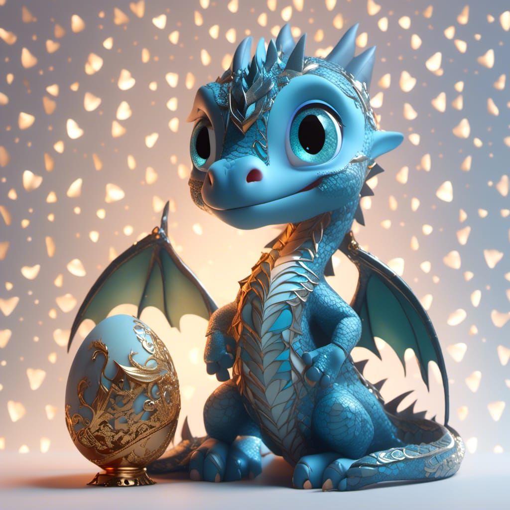 Blue Dragon Hatchling in Detailed Concept Art