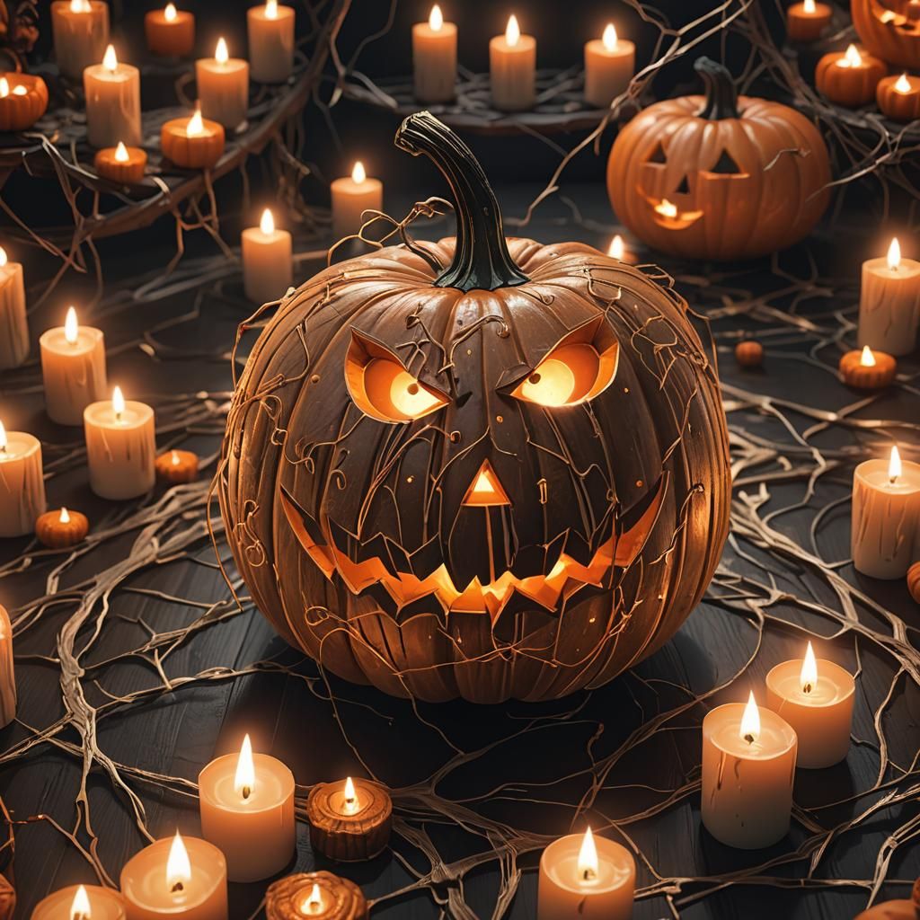 Halloween Pumpkin in 3D Anime Art Style