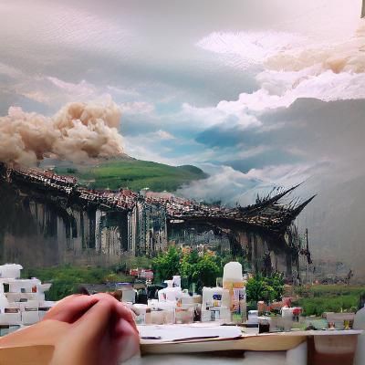Devastated Landscape in Detailed Matte Painting