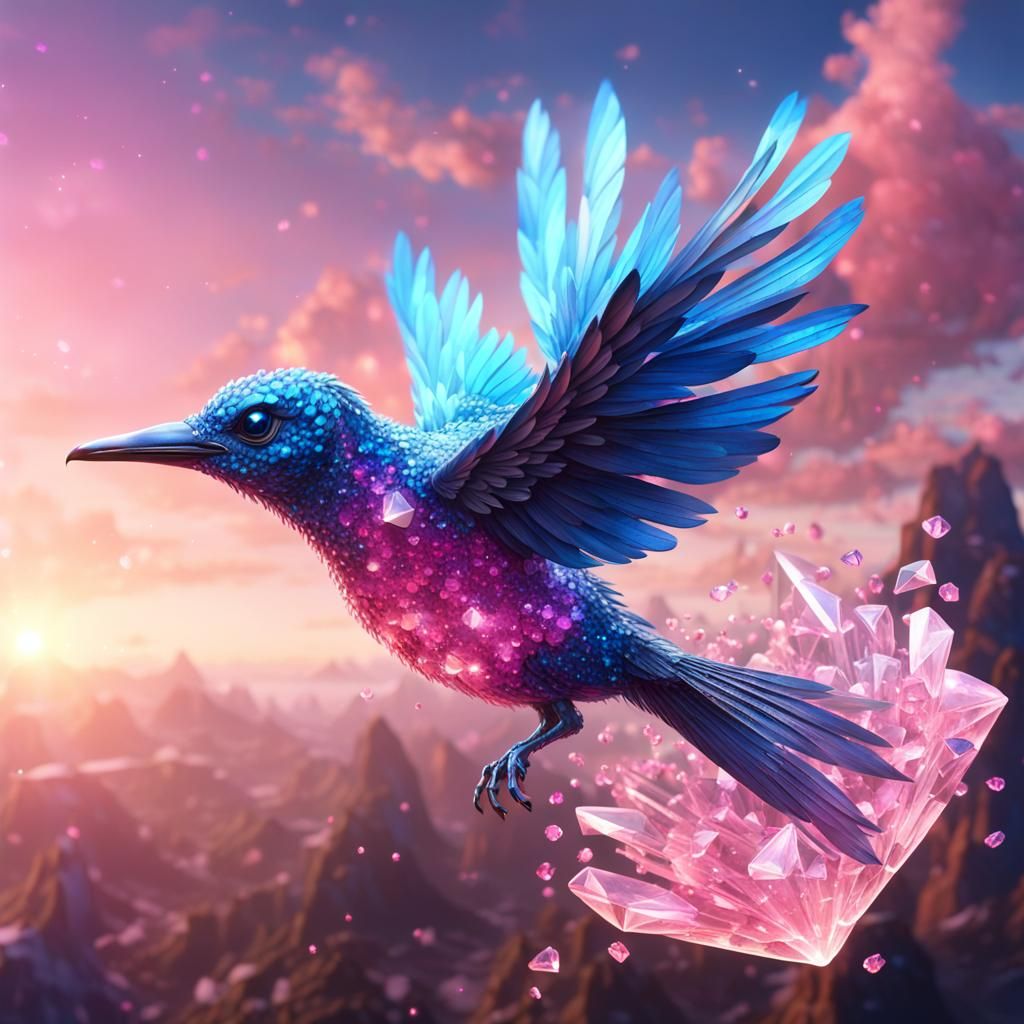 Crystal Bird in Flight: Fantasy Concept Art