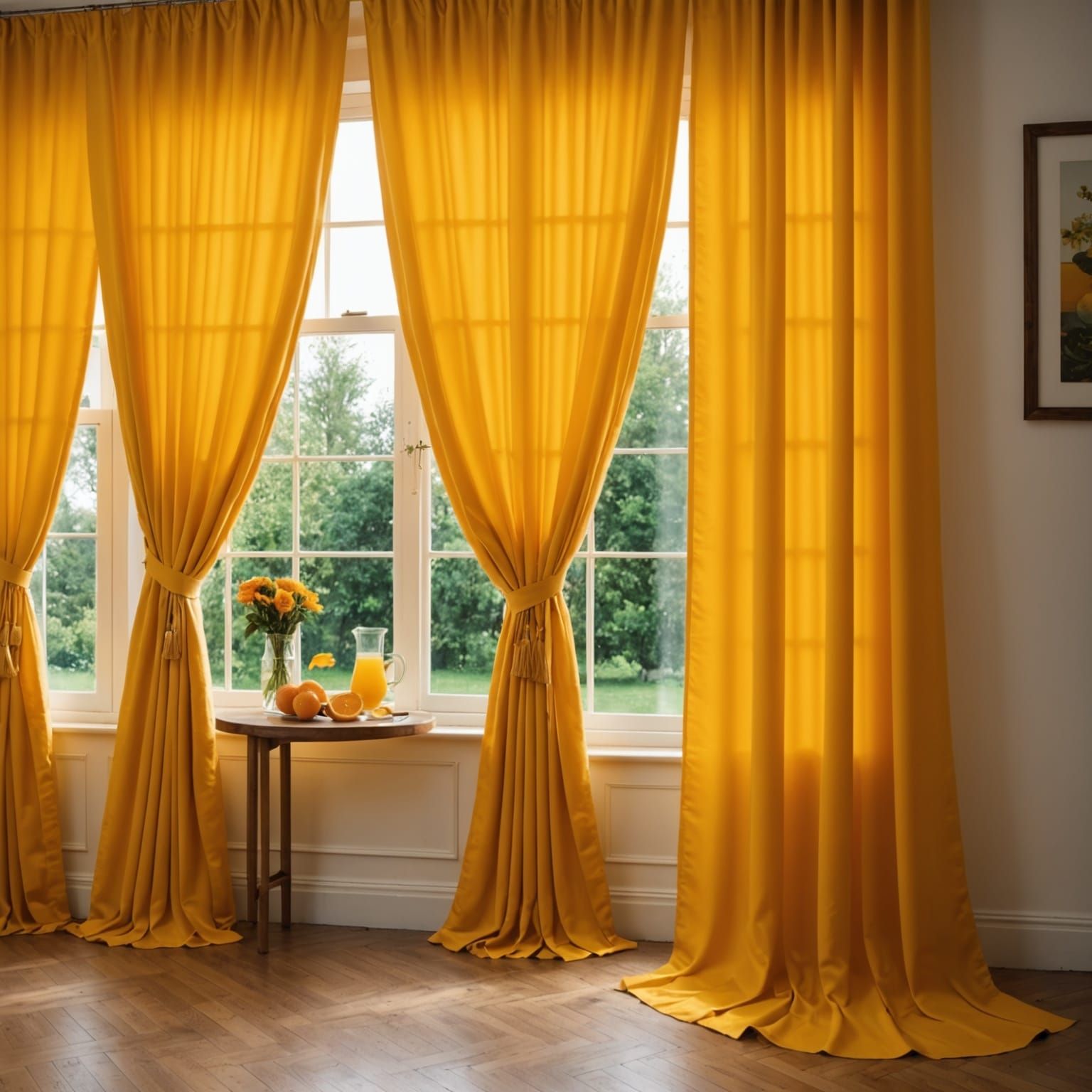 Orange Juice Curtains in Abstract Art Style