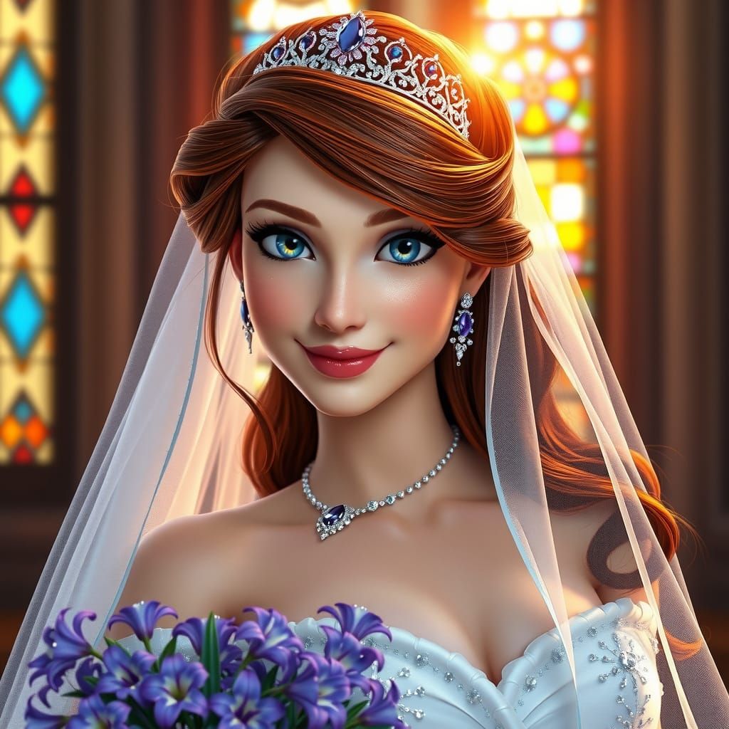Princess Ariel's Wedding Portrait in Digital Art