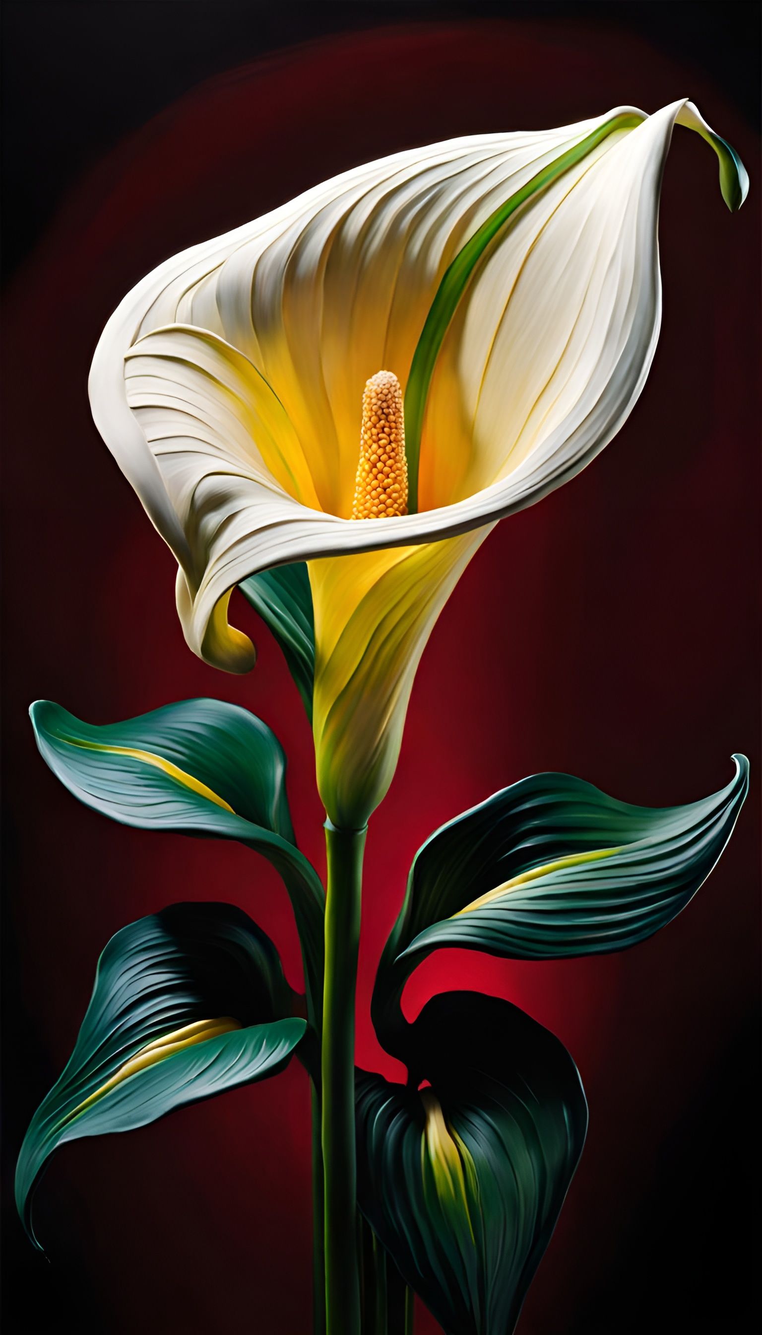 Vibrant 3D Calla Lily Sculpture with Heavy Texture