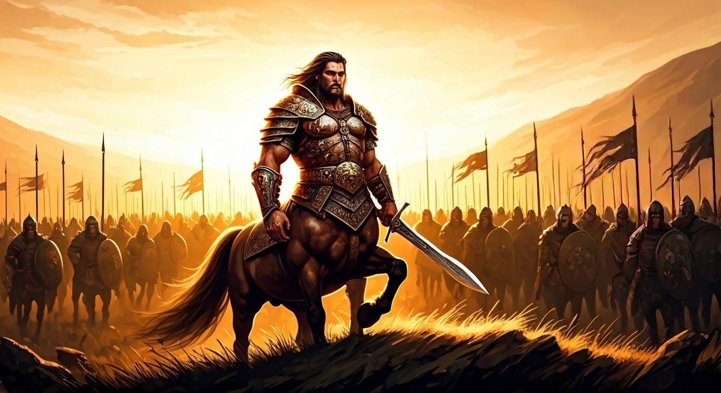 Centaur Warrior Leads Army into Epic Battle