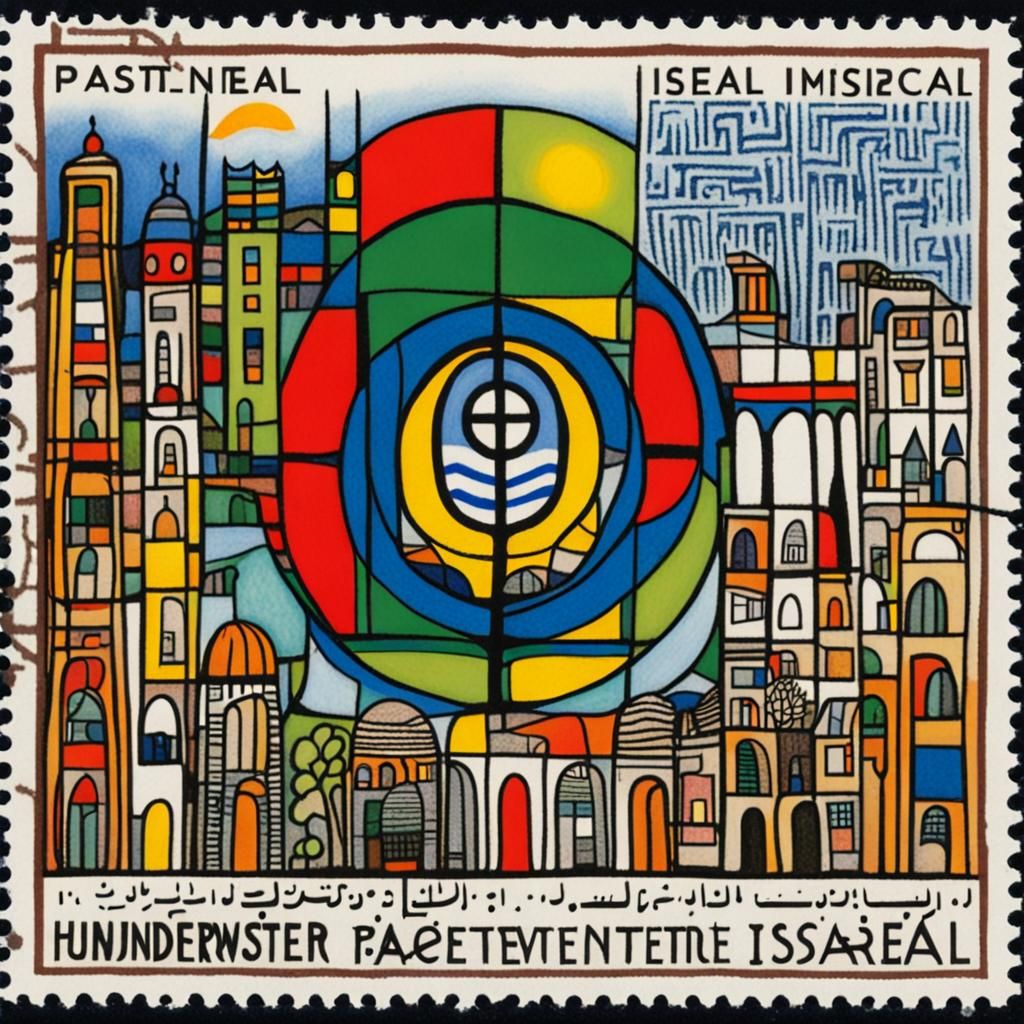 Hundertwasser-Style Stamp Design for Peace
