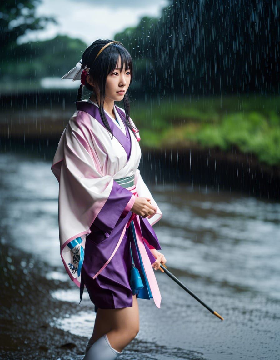 Rainy Day Japanese Cosplay Photo