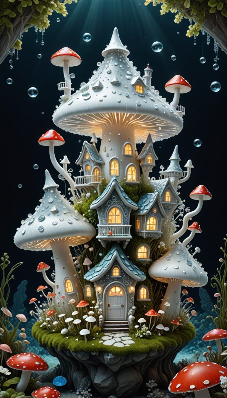 Elegant Underwater Glass Toadstool Villages