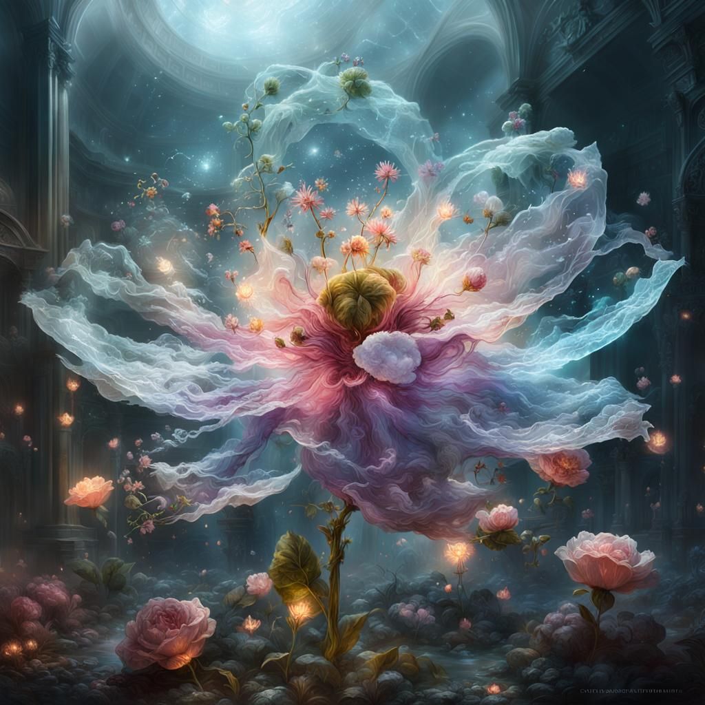 Ethereal Glass Flower Dreamscape in Lace