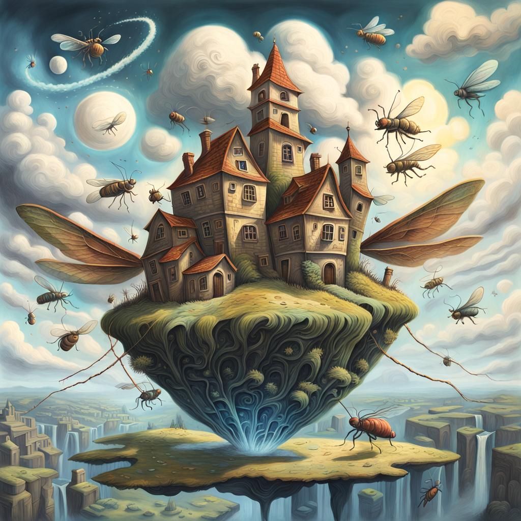 Detailed 3D Insects Draw Chalk Art Portals