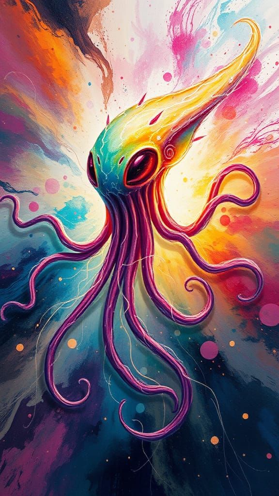 alcohol ink art tentacle alien