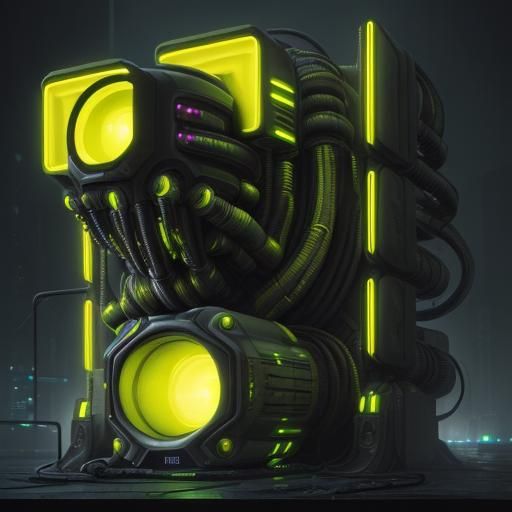 Cyberpunk Alien Landscape with Volumetric Lighting