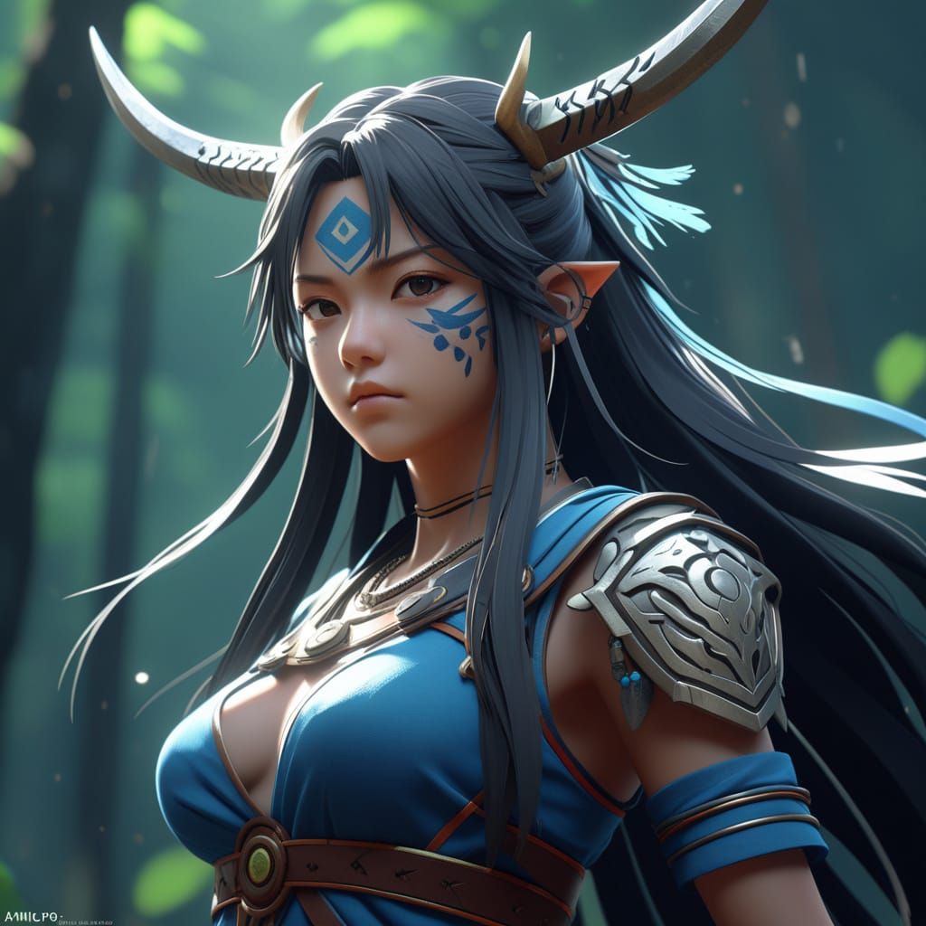 Anime Wild Spirit in Detailed 3D Concept Art
