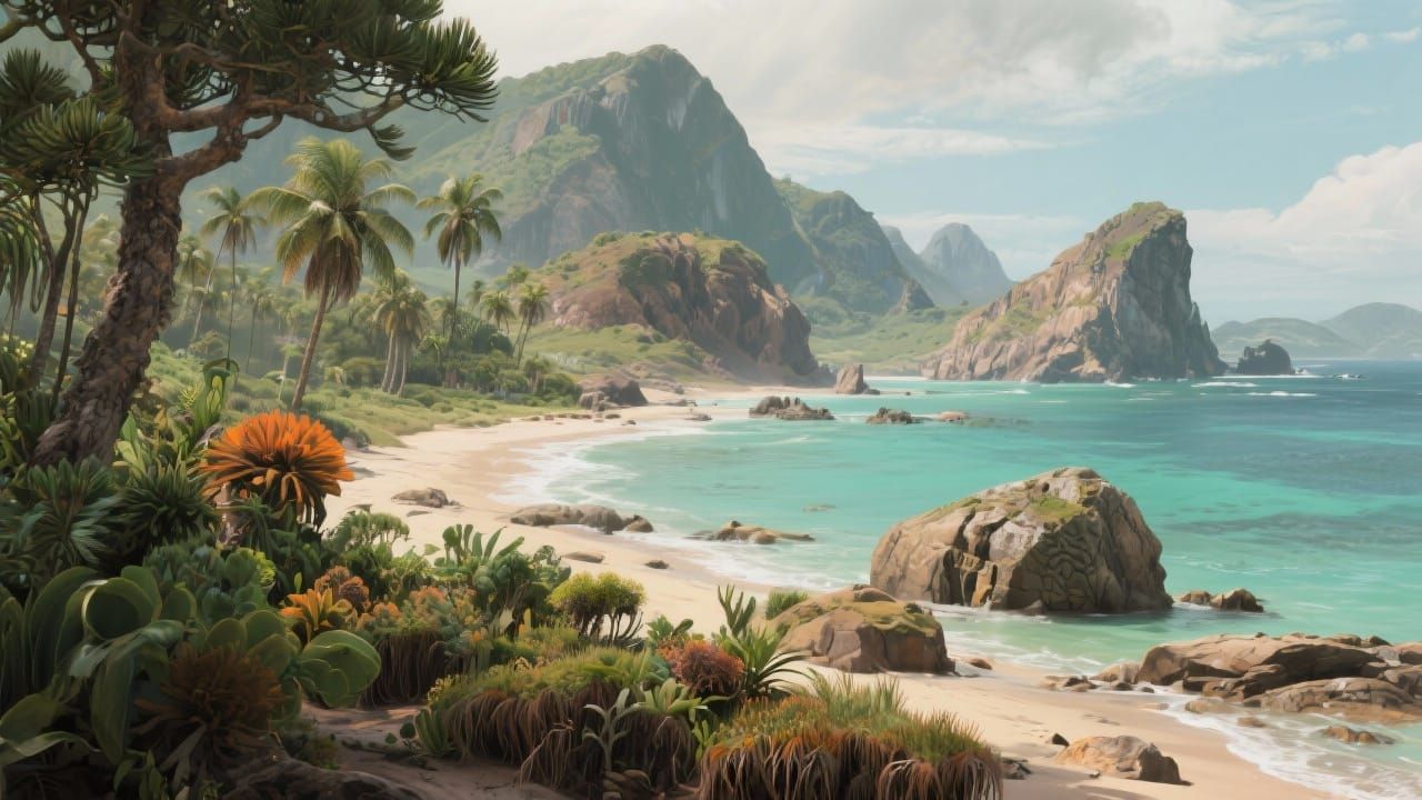 Ecuadorian Coast: A Simon Stalenhag-Inspired Landscape