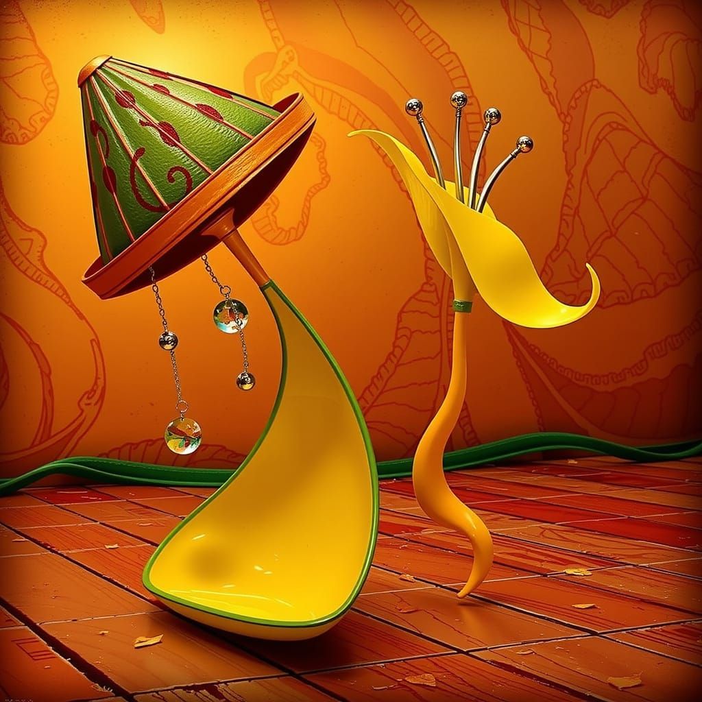 Teal Haired Woman Amidst Green Leaves and Blue Sky