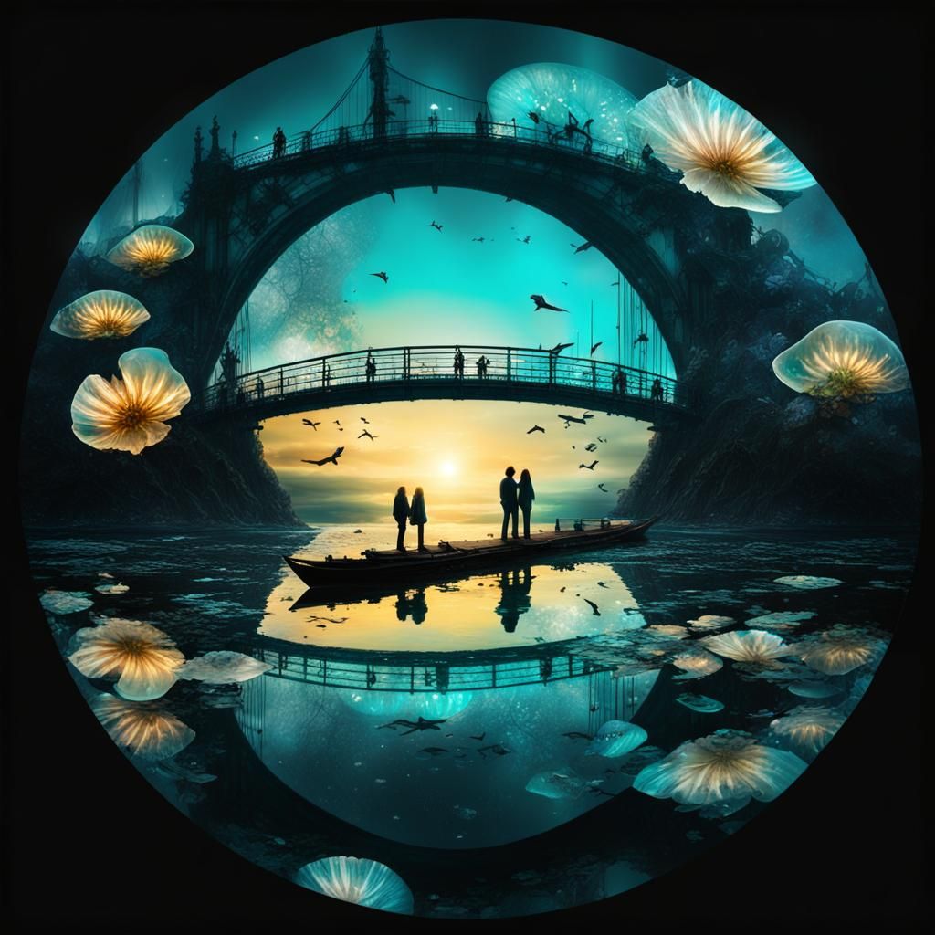 Bioluminescent Shell and Bridge Double Exposure