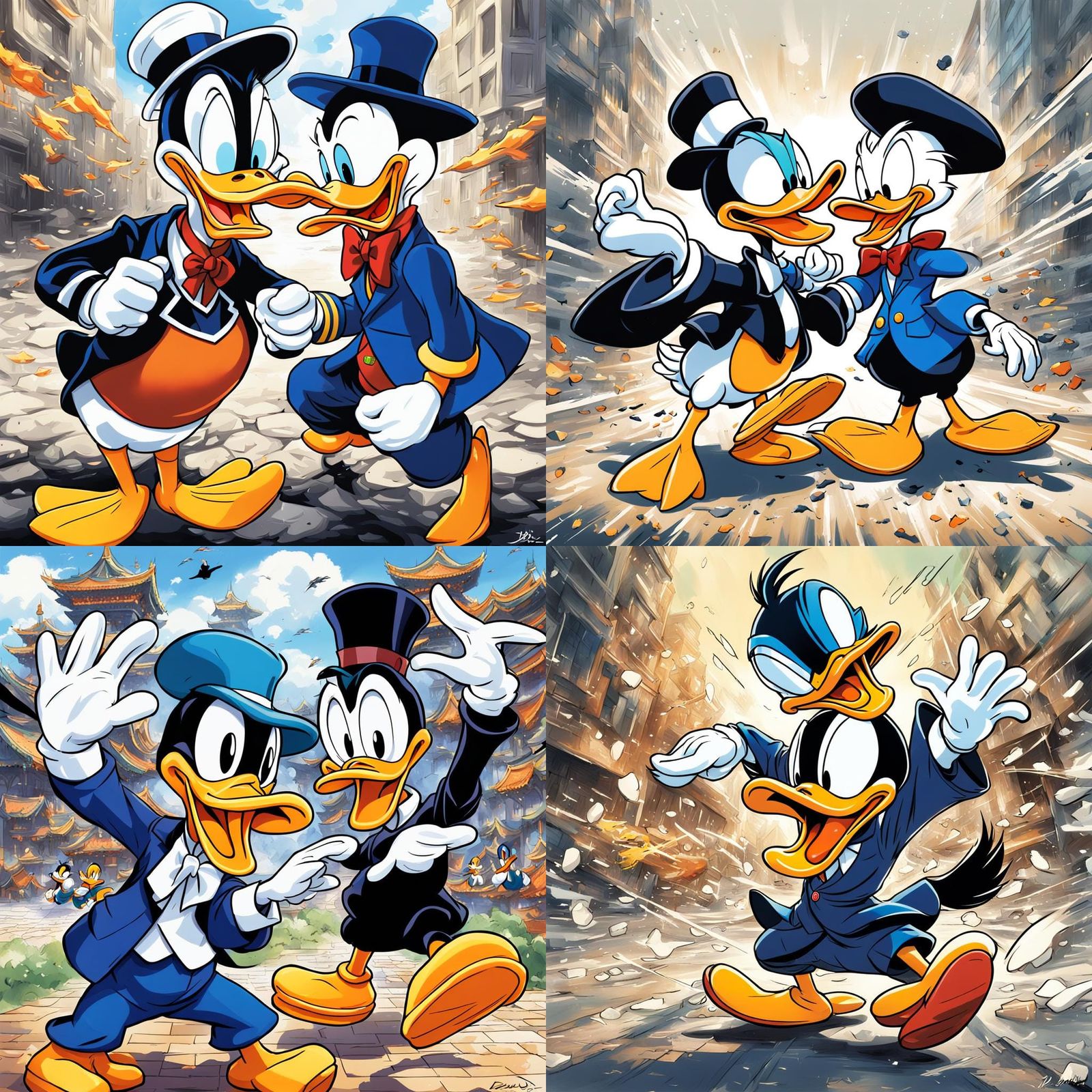 Donald Duck vs Daffy Duck in Anime Style