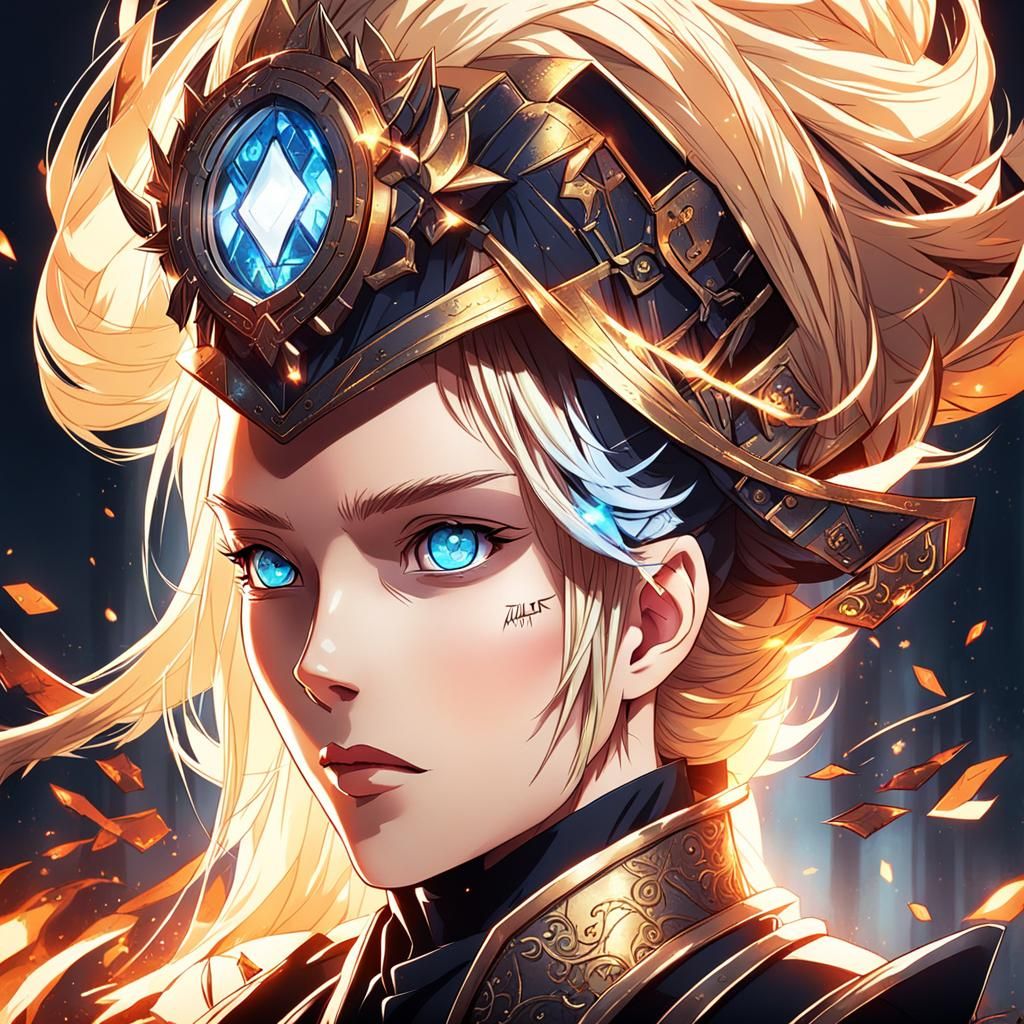 Anime Noble Girl with Blue Eyes in Cel-Shaded Style