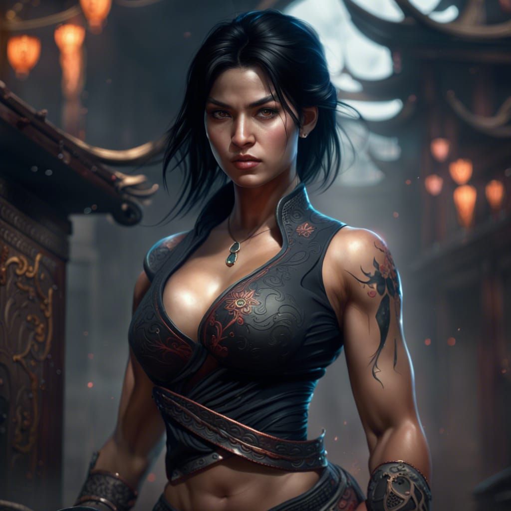 Alluring Martial Artist in Detailed Matte Painting