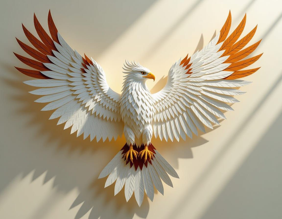 Paper Griffon Art With Dramatic Shadows