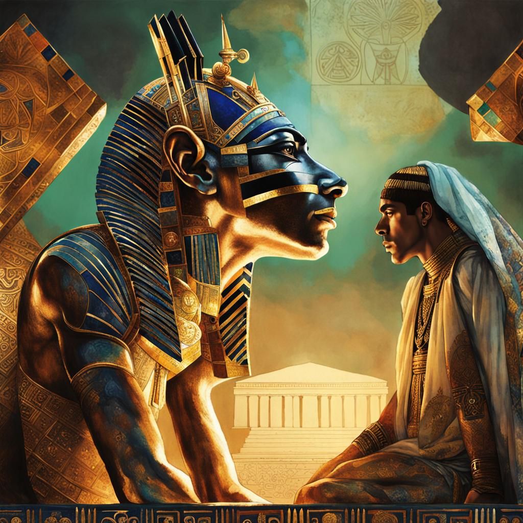 Egyptian Pharaoh Warrior in Opulent Attire