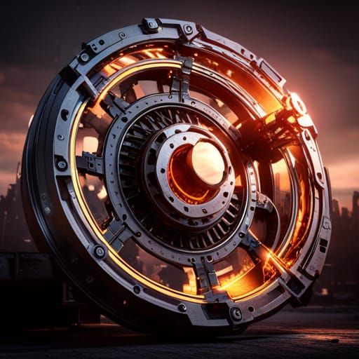 Fiery Metal RPM Logo with Intricate Mech Details