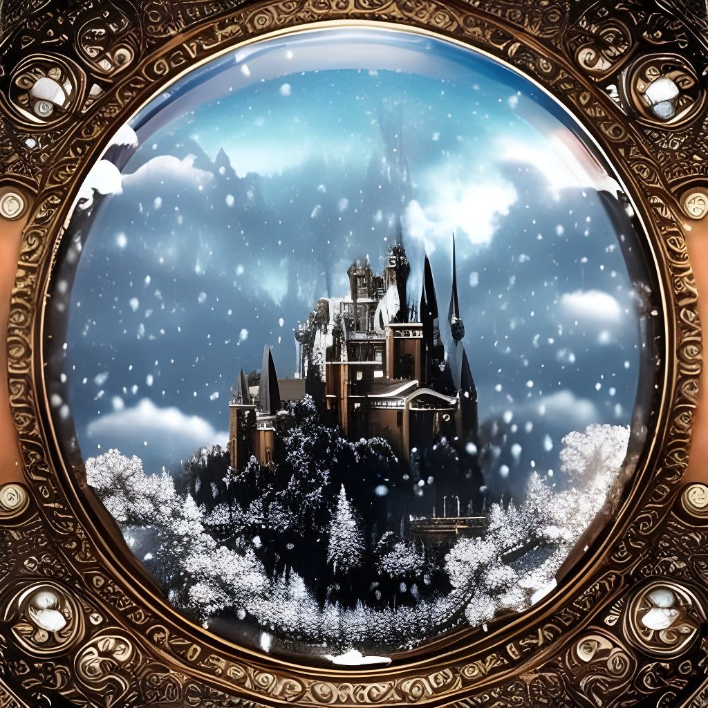 Love Beads in Snow Globe: Cinematic Digital Art