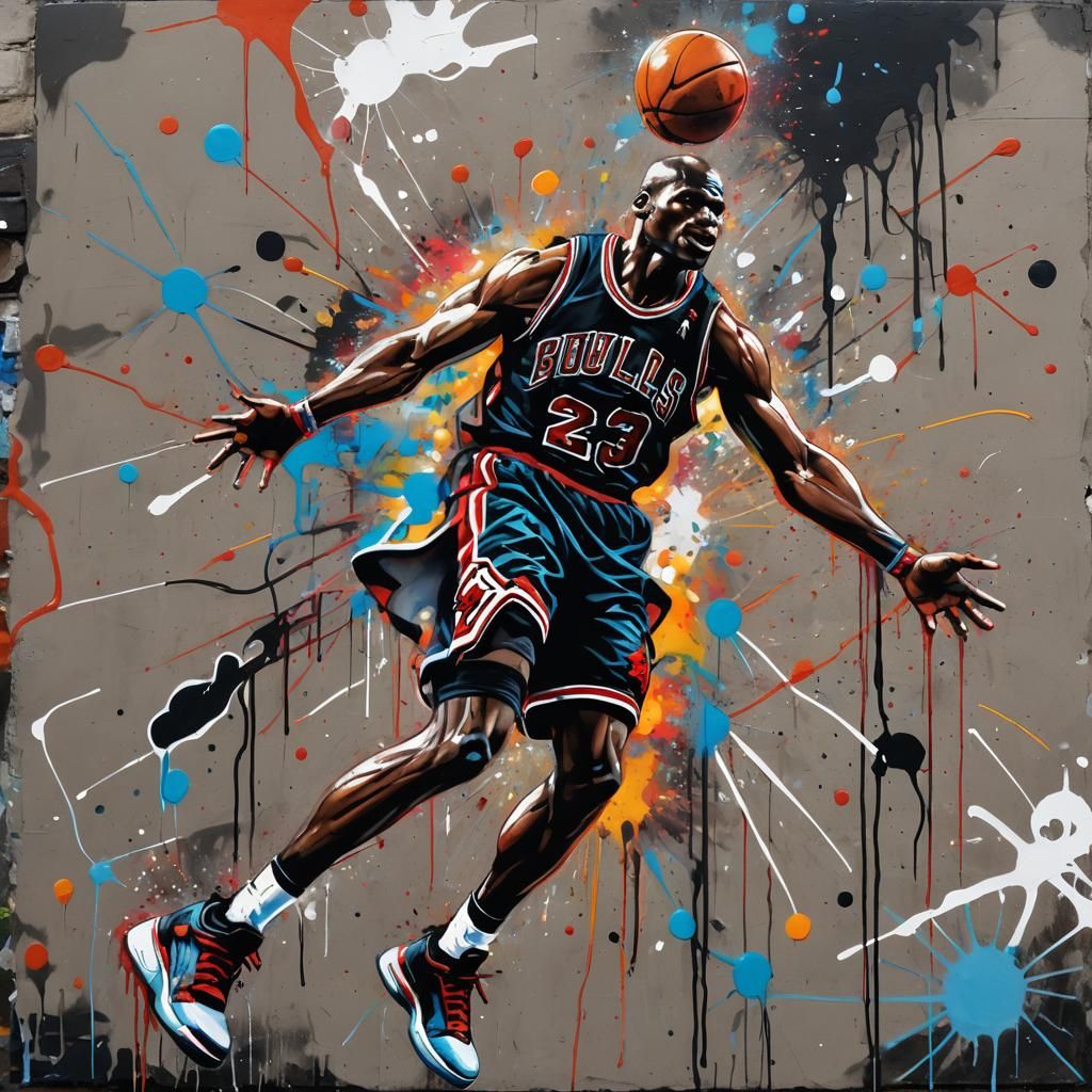 Michael Jordan Crossover in Graffiti Art Style