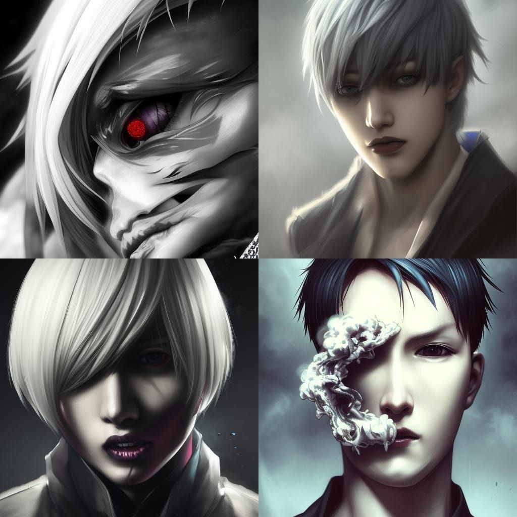 Detailed Portrait of Ken Kaneki in Goth Style