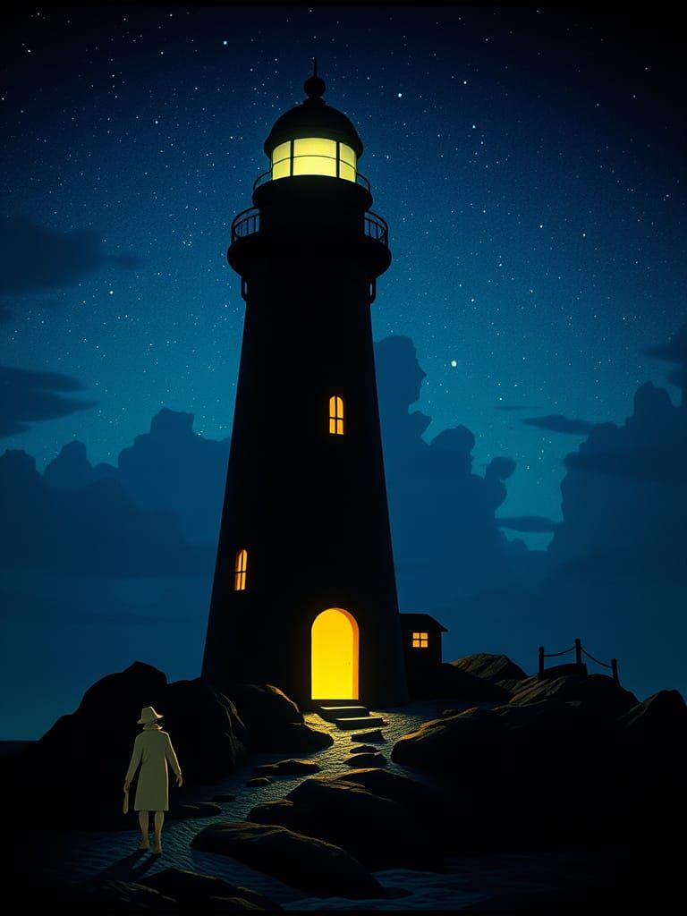 Lighthouse Keeper's Secret: Cinematic Film Still