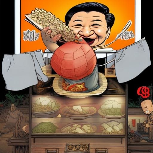 Xi Jinping Eating Rice: Comic Book Art