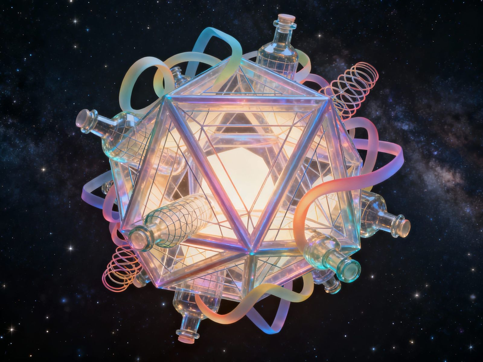 Complex Geometric Object in Ethereal Cosmic Style