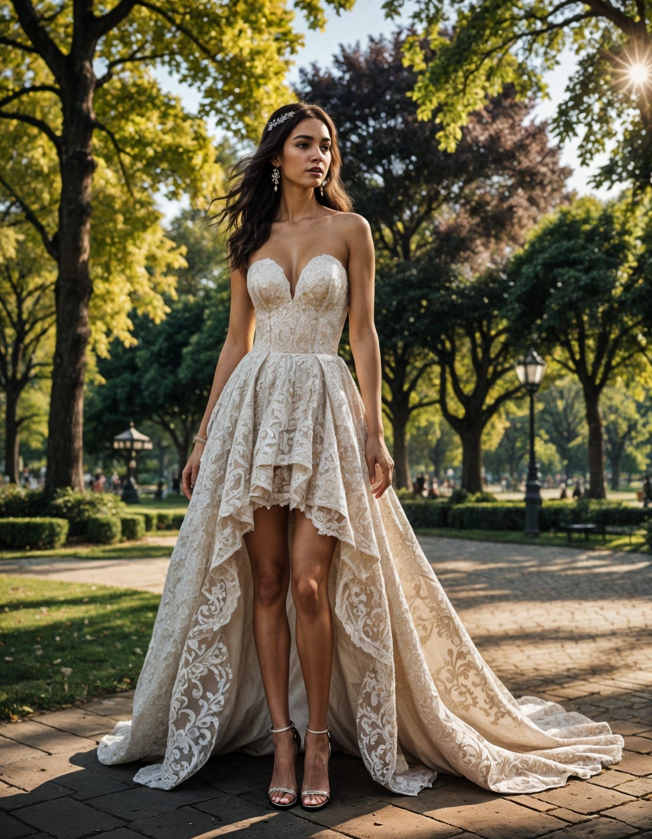 Sensual Dominican Woman in Elegant Wedding Attire