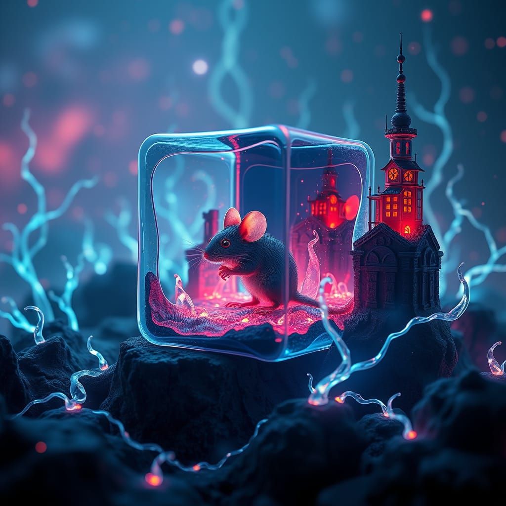 Ferrofluid Mouse Trapped in Hyperspace Landscape of Glowing ...
