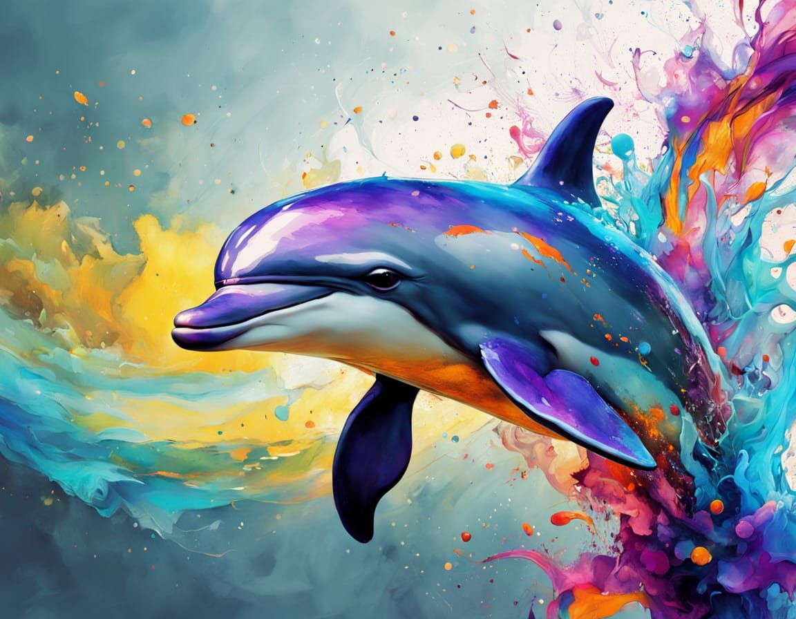Whimsical Dolphin in Abstract Digital Art