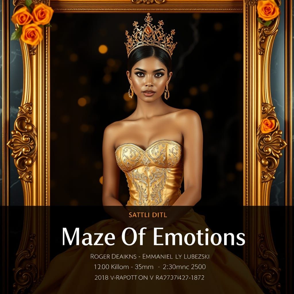 Elegant Woman in Golden Frame Exudes Sophistication