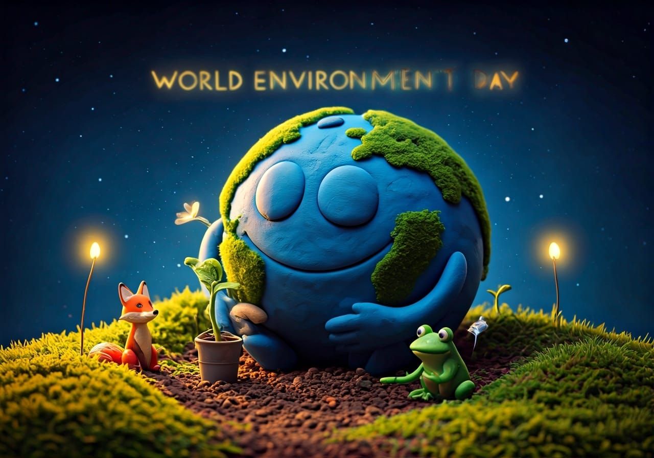 Anthropomorphic Earth Claymation Scene for Environment Day