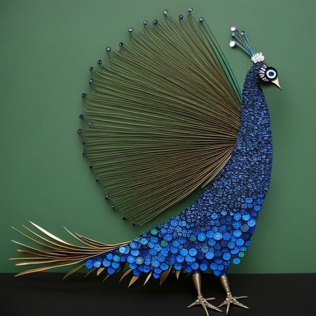 Peacock of Metal and bottle caps 4