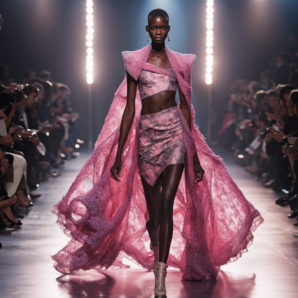 Dark Skinned Fashion Icon Strikes a Pose in Sheer Silk and L...