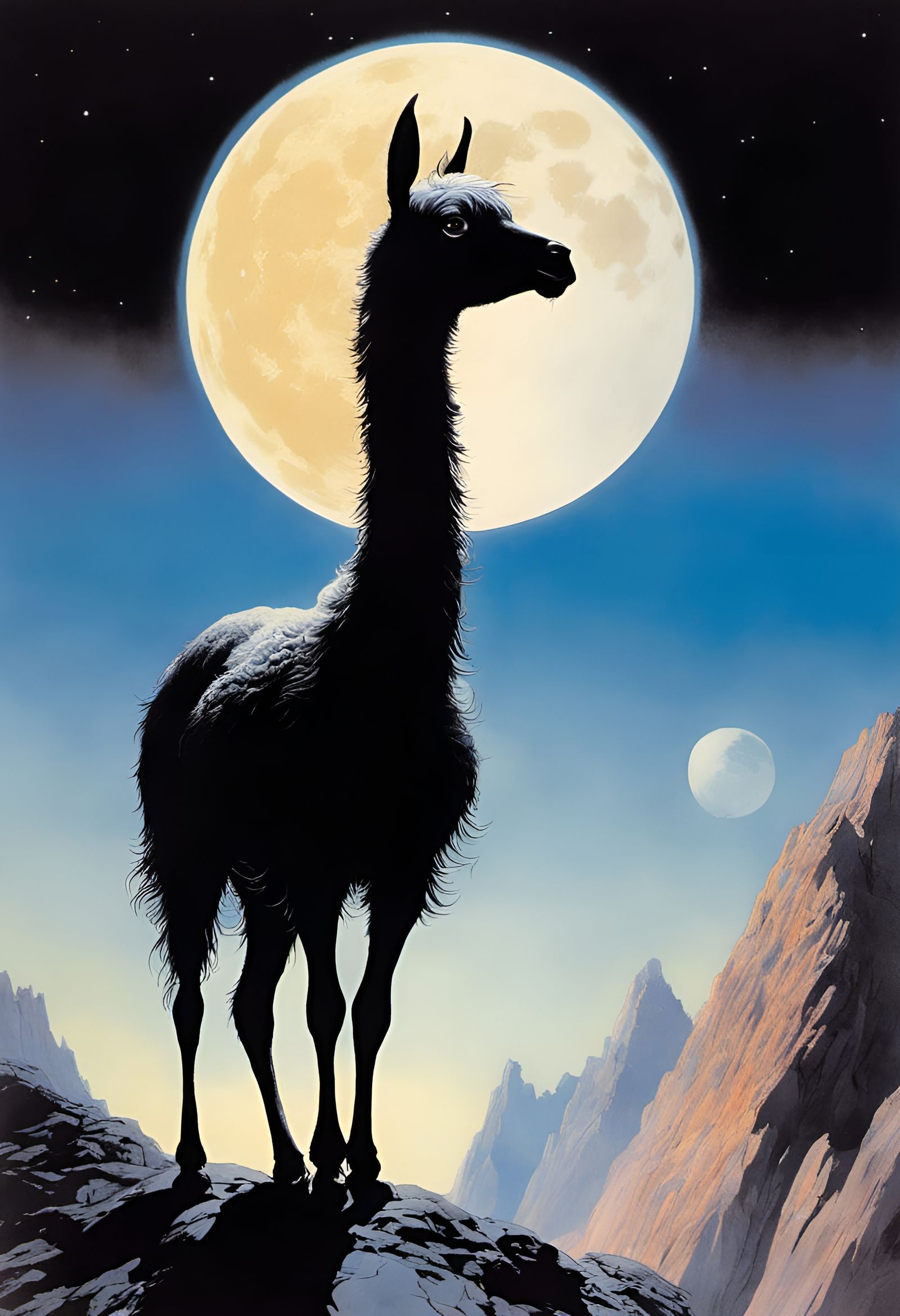 Moon Llama in Hyperrealistic Surrealist Style
