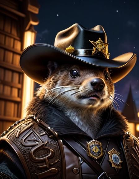 Ethereal Beaver Sheriff in Midnight Splendor