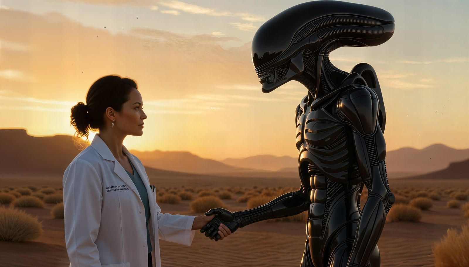 Cautious First Contact in a Sci-Fi Desert