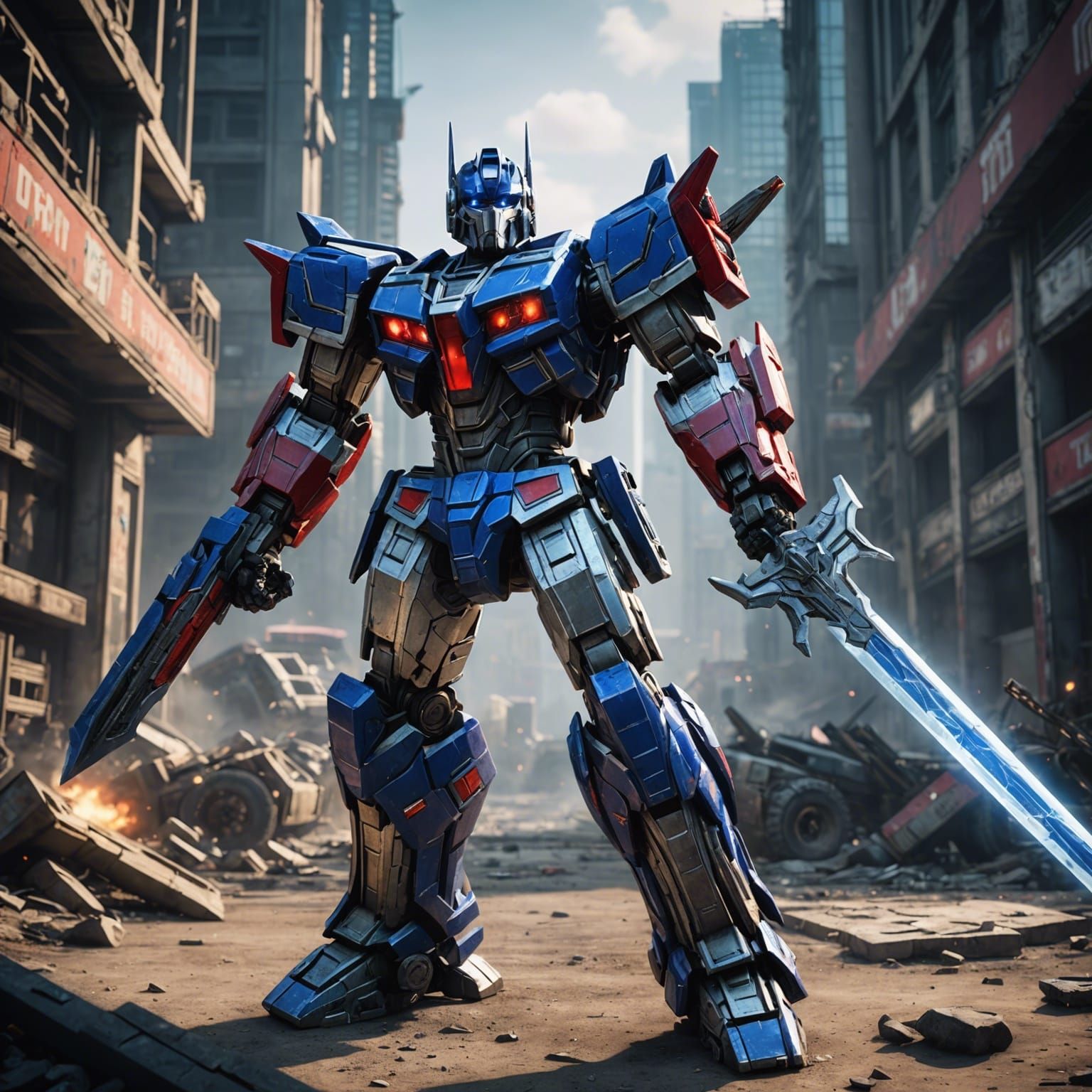 Optimus Prime Ready to Attack on Cybertron