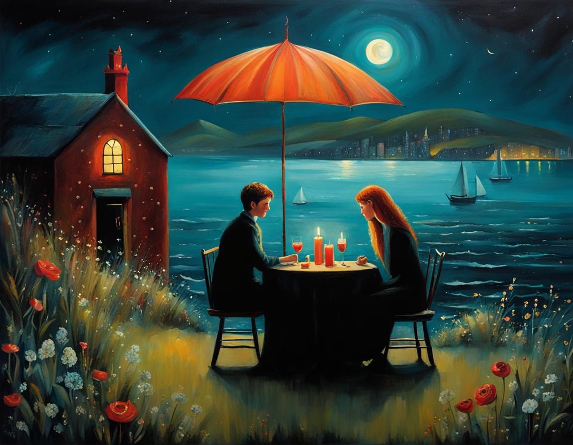 Magical Date Night by the Dark Ocean