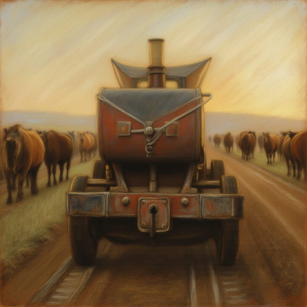 Old West Cattle Drive with Neon Chalk Style