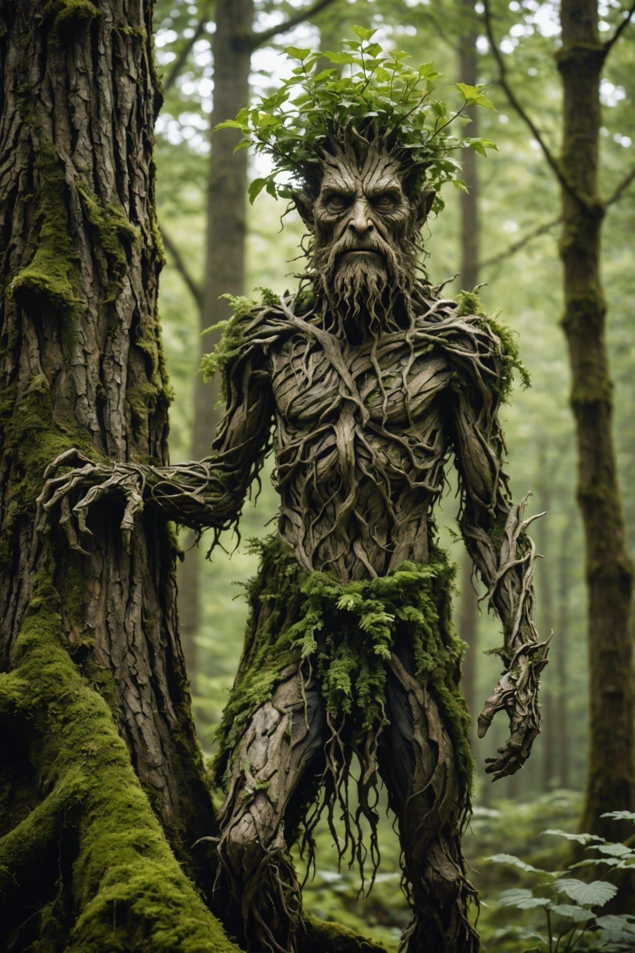 Young Treebeard Fused with a Tree: Professional Photography