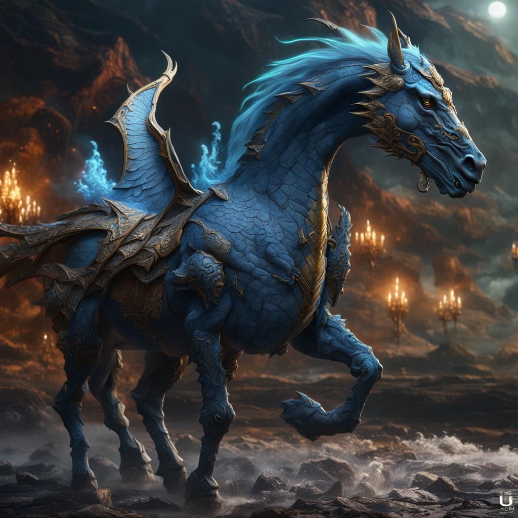 Horse Dragon Hybrid in Detailed Matte Painting